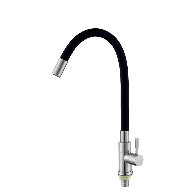 Flexible Küchenarmatur Mit Frei Drehbarem, Hohem Auslauf, Flexible Tischarmatur, Verchromte Messing- Und Schwarze Einloch-tischarmatur Für Warm- Und Kaltwasser