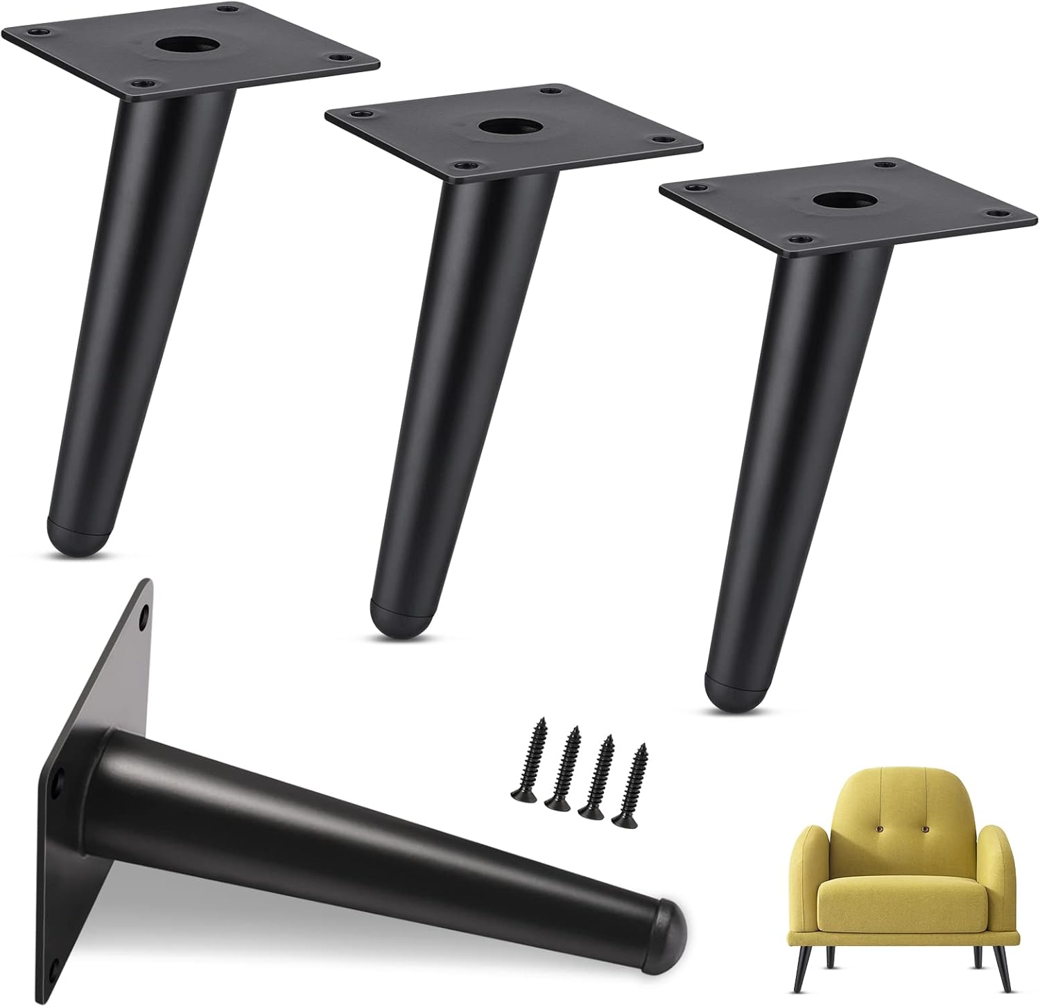 Set Mit 4 Charge-möbelfüßen, 15 Cm Metall-schrankbeinen, Konischen Tischbeinen Und Schrankmöbelbeinen Dh