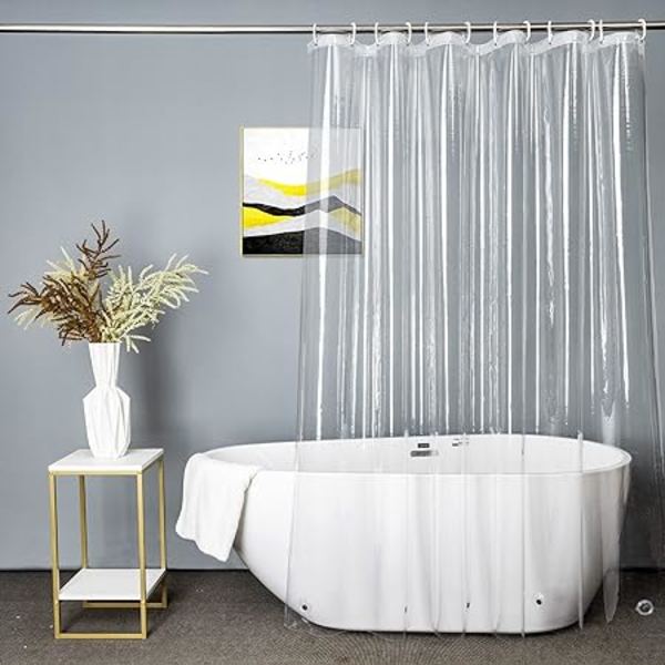 Transparenter Duschvorhang Aus Peva, Umweltfreundlich Und Ungiftig, Wasserdicht Und Schimmelresistent, Hält Die Haut Trocken Und Sauber, Mit Haken, 180 X 200 Cm.