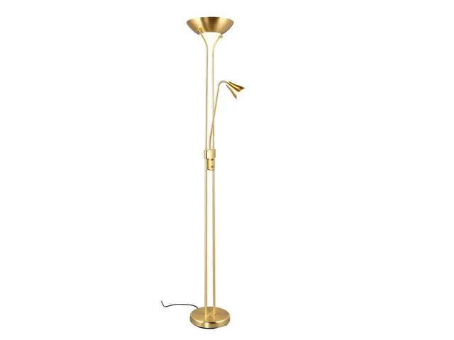 Meinewunschleuchte - Klassischer led Deckenfluter mit Leselampe in Messing matt, Höhe 181,5cm