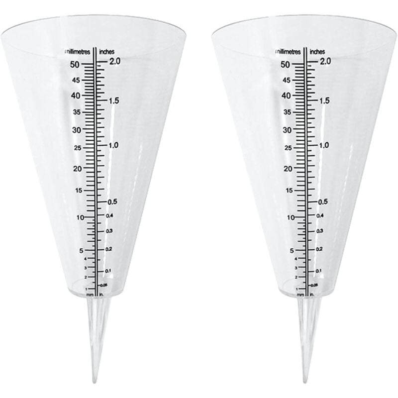 Regenmesser, Regenmesser Für Den Außenbereich, 2 Transparente Kegel-regenmesser, Doppelskala, Zur Überwachung Von Niederschlägen In Gärten, Im Freien Und Auf Balkonen.