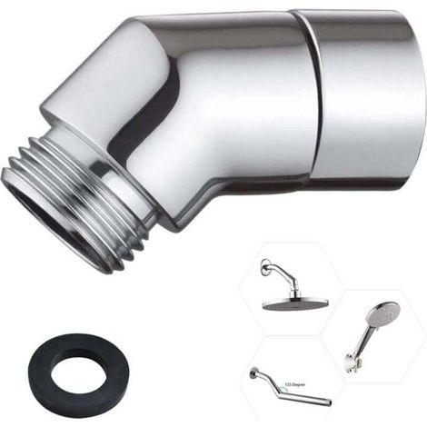 135 Grad 1/2" Winkeladapter Für Handbrausekopf, Kupfer-winkel-duschschlauch Mit Dichtungsring (silber)