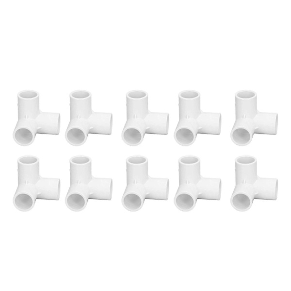 10er-packung Pvc-winkel-t-stücke, 20 Mm Innendurchmesser, Weiß.