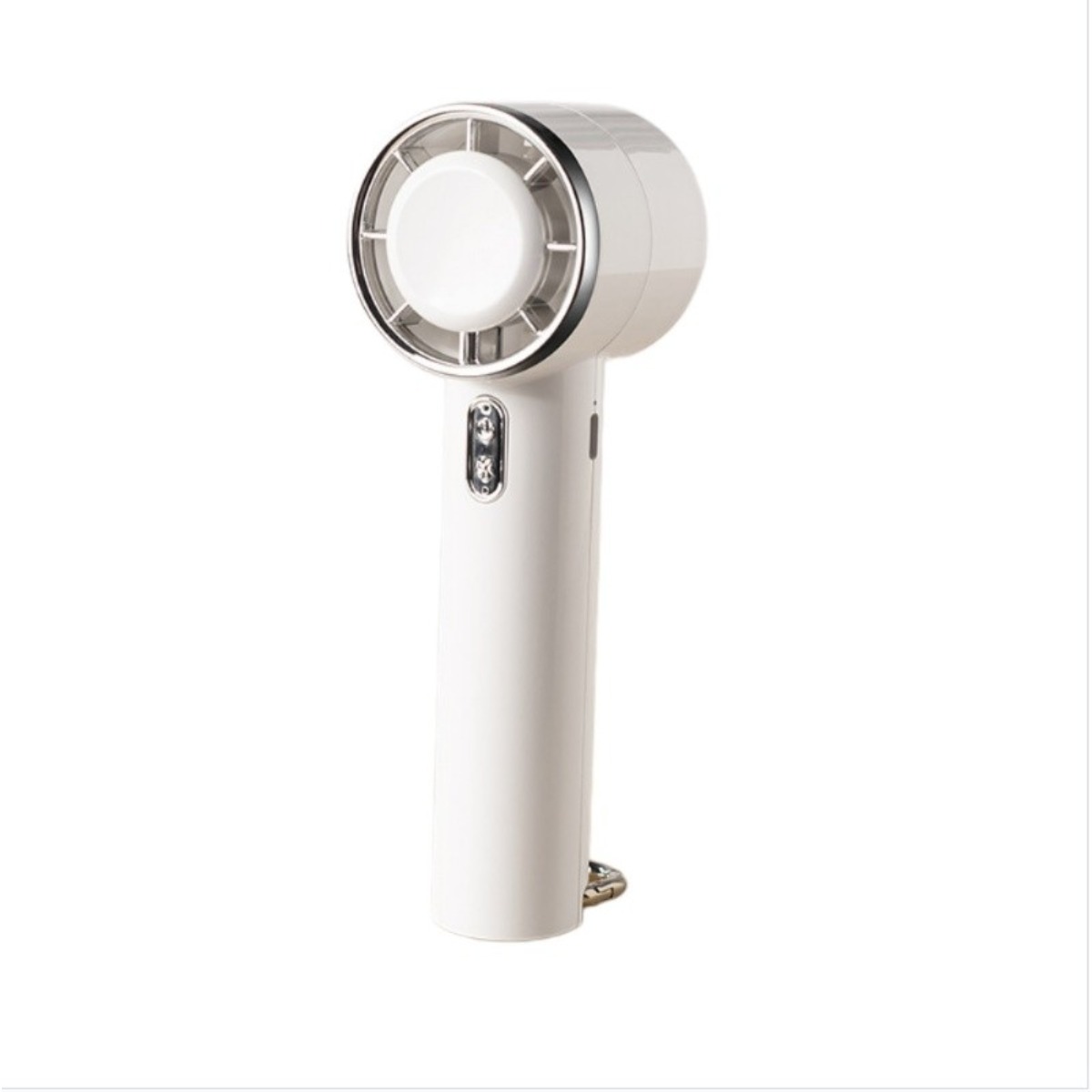 Tragbarer Mini-handventilator - Usb-wiederaufladbarer Halbleiterventilator Mit 5 Geschwindigkeitsstufen Und Automatischem Federkarabiner, Weiß, Für Den Einsatz Am Schreibtisch.