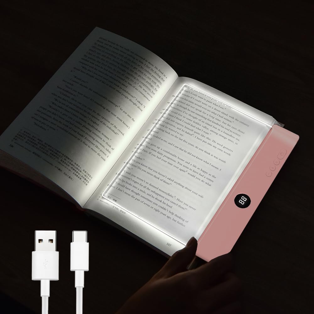 Wiederaufladbare, Transparente Led-leseleuchte Für Tablets Mit 3 Farben Und Timer Dimmbares Panellicht, Ideal Zum Lesen Im Bett, Beleuchtet Die Gesamte Seite – Fx