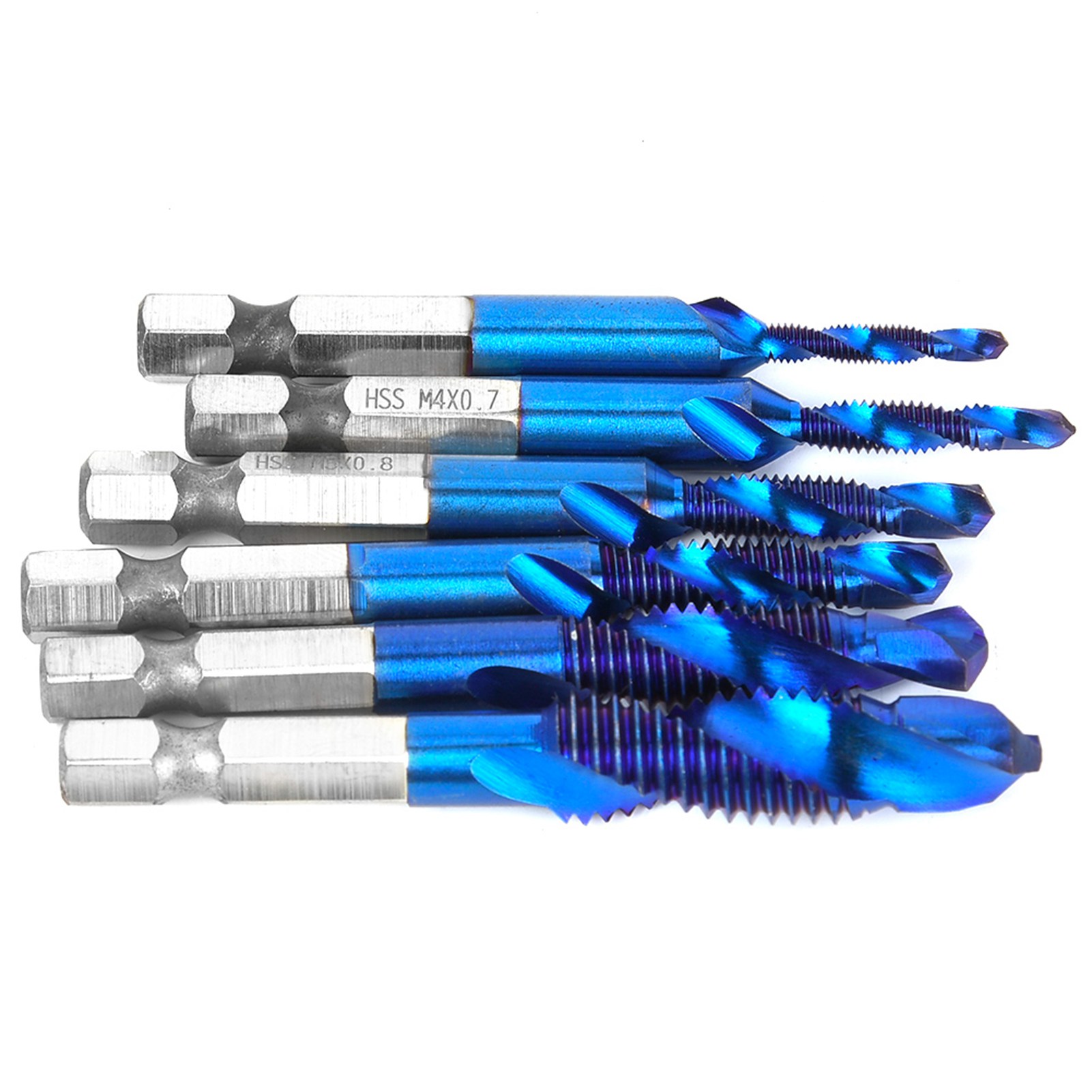 6 Stück Hss 6,35 Mm Sechskantschaft-gewindebohrer Kombigewindebohrer M3/m4/m5/m6/m8/m10 (typ C)