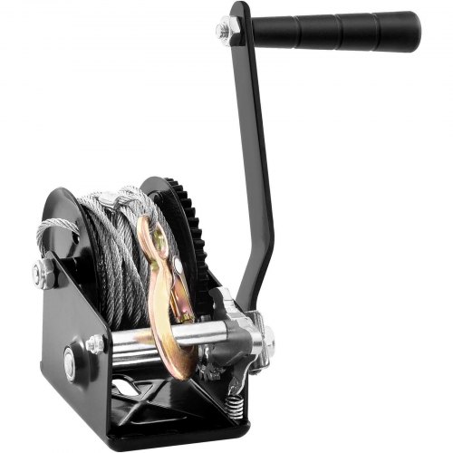 Vevor Seilwinde 362,8kg Handseilwinde 173x126x119mm Bootswinde 2-Wege-Ratsche/1-Gang Handwinde mit ca. 10m Stahlseil Gurtwinde mit ergonomischen