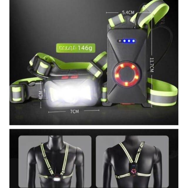 Lauflicht, 120° verstellbarer Abstrahlwinkel, 500 Lumen, 360° Reflektorstreifen, über USB wiederaufladbar, LED-Brust-Nachtlicht, ideal zum Laufen,