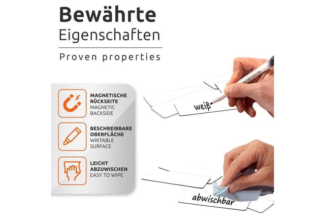 Ecence - 75 Magnetstreifen beschreibbar Etiketten Magnete Schilder Weiss 75x25mm