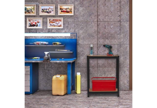 Schwerlastregal, hbt: 180 x 70 x 45 cm, 500 kg, Stahl & mdf, 5 Ebenen, Lagerregal zum Stecken, Garage, schwarz - Relaxdays