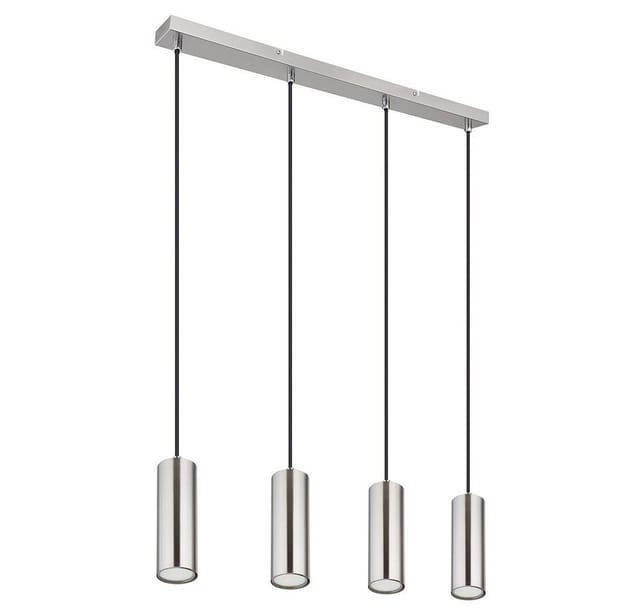 Pendellampe Wohnzimmer Hängeleuchte modern led Esstischlampe chrom, 4-flammig Metall, 4x led 3 Watt 250 Lumen 3000 Kelvin warmweiß, LxBxH 65x6x120 cm