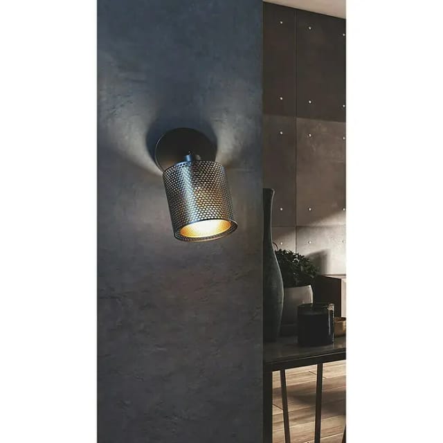 Brilliant - Lampe Cheval Wandspot schwarz gold Metall/Bambus schwarz 1x D45, E14, 28 w