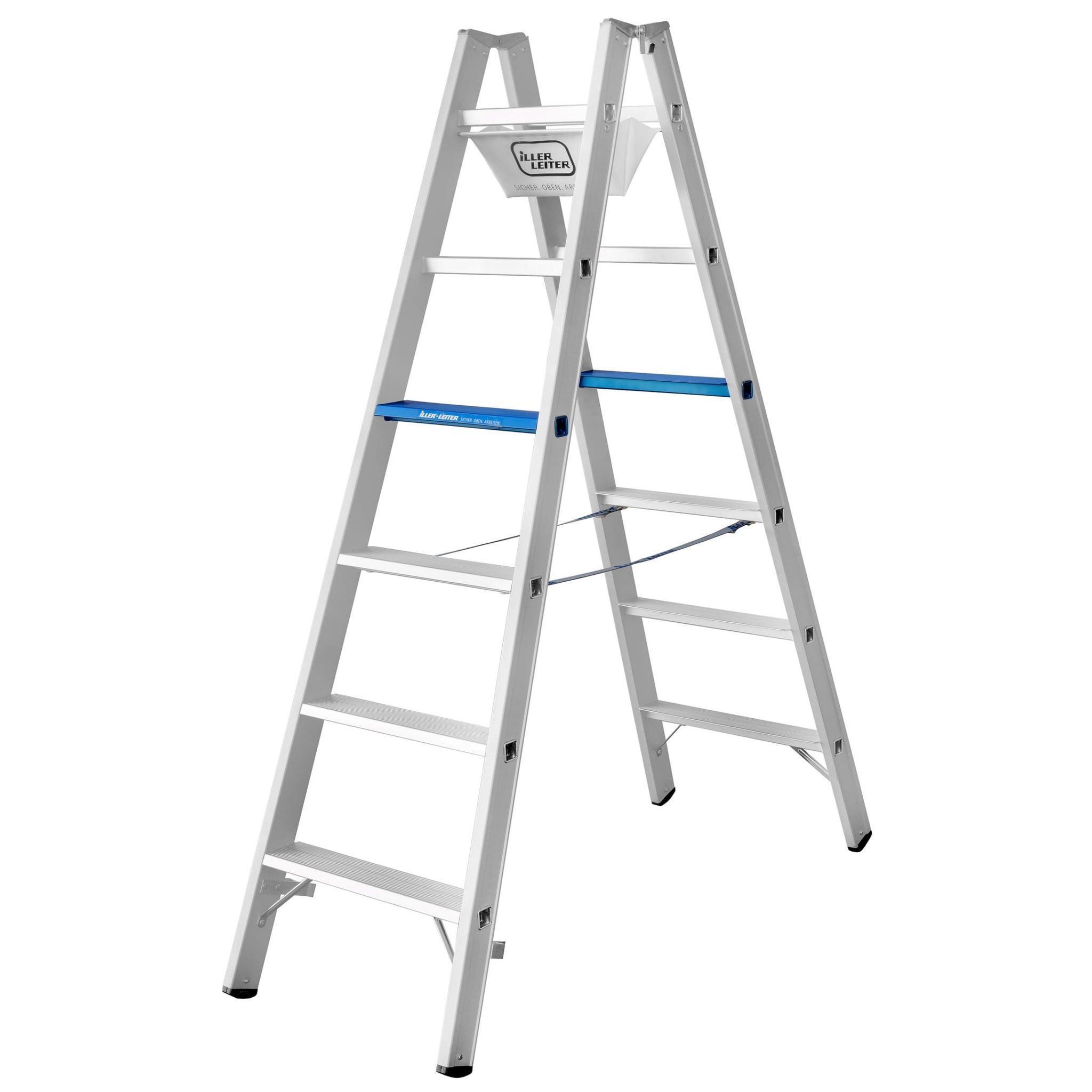 Iller Stufen Stehleiter Alu Ergo Plus Eloxiert 2x10 Stufen