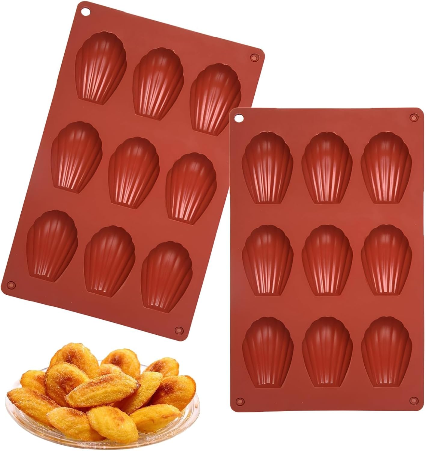 2er-pack Antihaftbeschichtete Silikon-madeleineformen, Je 9 Mulden, Hitzebeständig, Bpa-frei, Ideal Für Weiche Madeleines, Leicht Zu Reinigen Und Wiederverwendbar