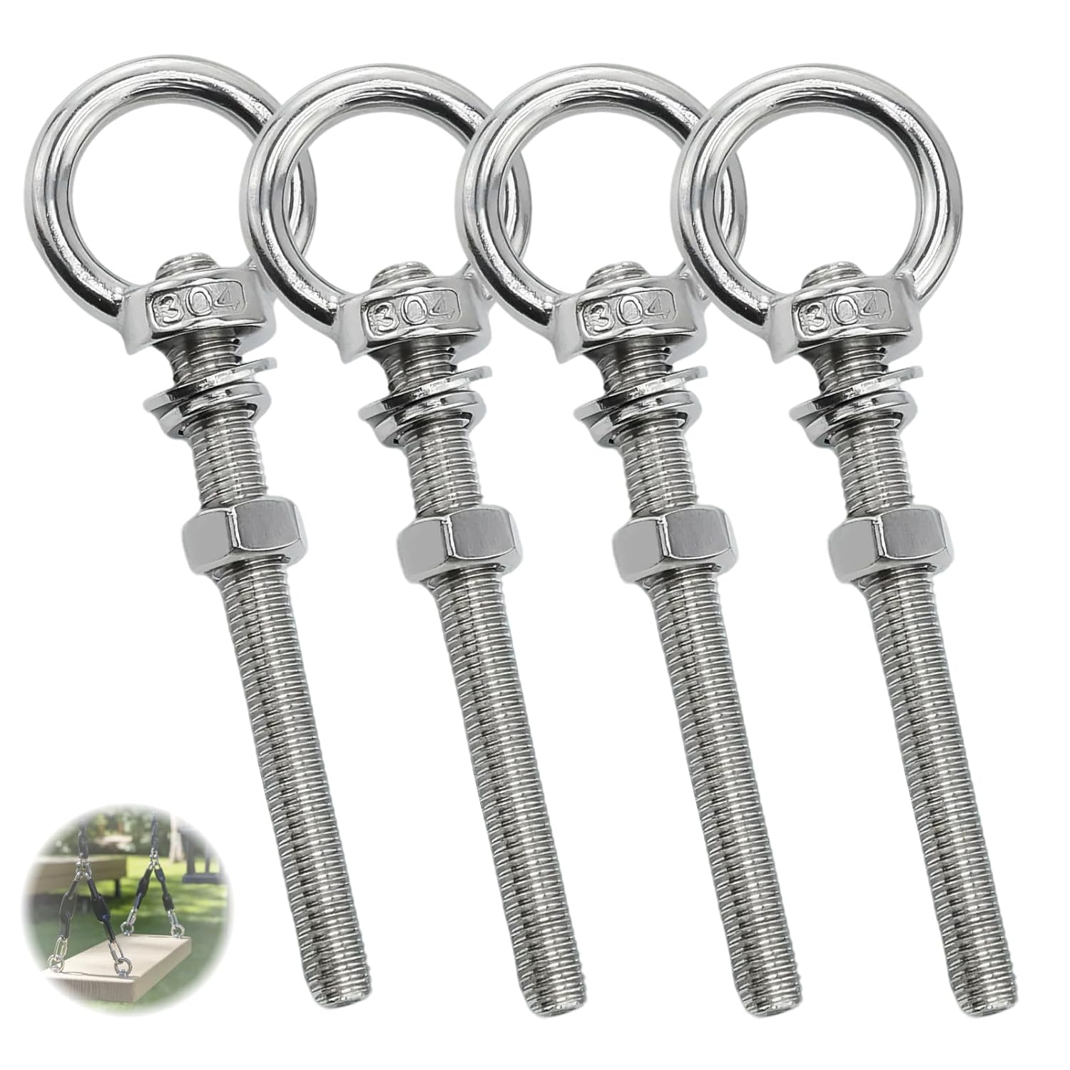 Stück M10 Schraubösenhaken M10 Hebering Edelstahl Schwerlast Für Hängematten Hängesessel Schaukelbefestigung (maschinenschraube – M10 X 100 Mm)