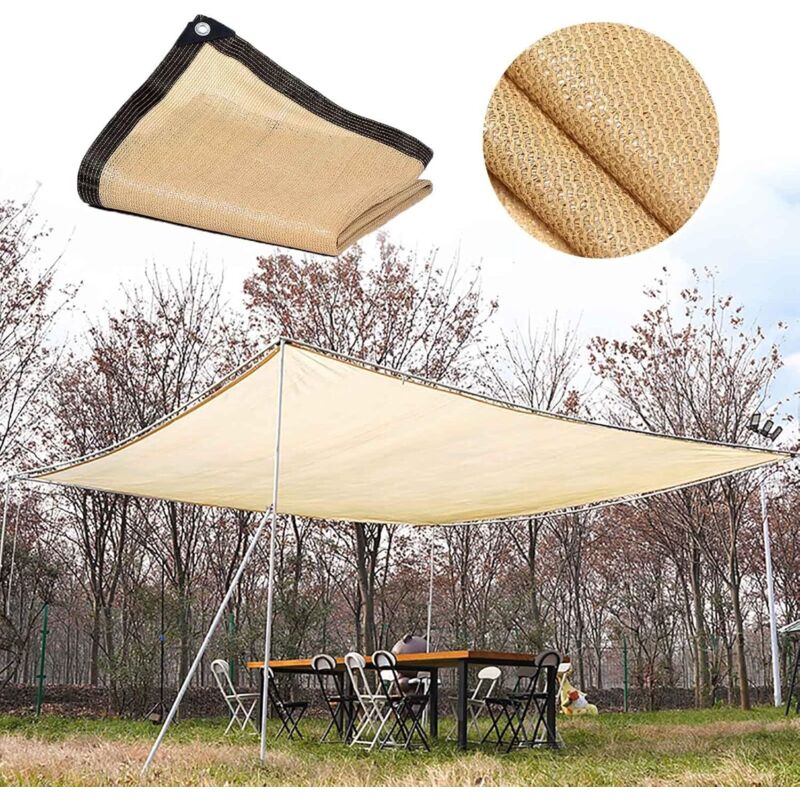Kylarix Sarl-beiges Sonnensegel Mit 90 % Uv-schutz – Hdpe, Atmungsaktiv Für Pergola, Garten & Pool, 3x5 M