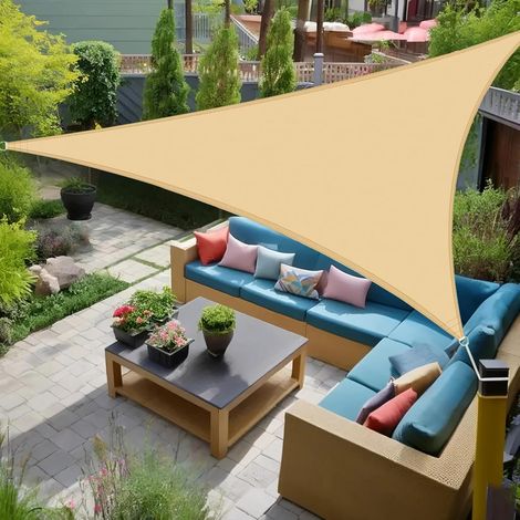 Kylarix Sarl-dreieckiges Atmungsaktives Sonnensegel 5x5x5 M – 98 % Uv-schutz Mit Ösen & Seilen Für Terrasse & Garten