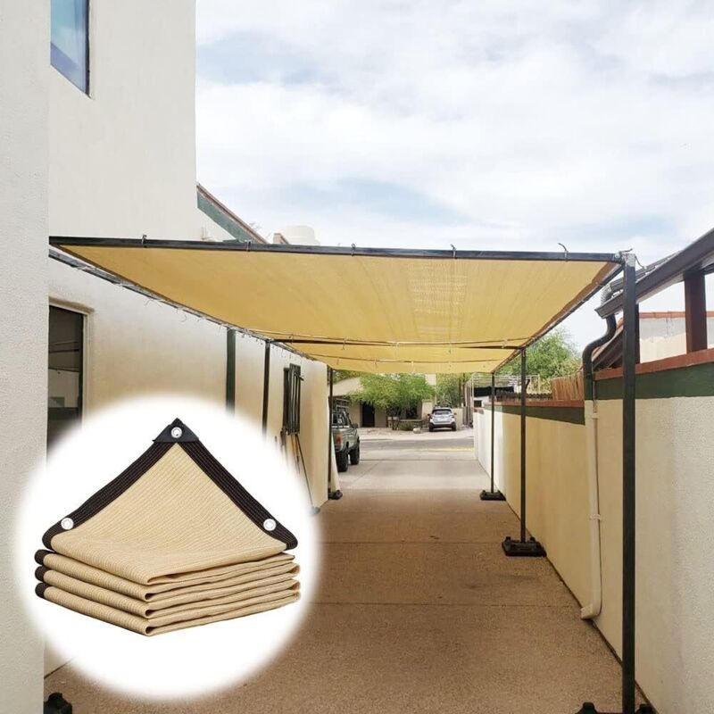 Kylarix Sarl-beiges Sonnenschutznetz Für Gewächshaus 3x8 M – Mit Verstärkten Ösen Für Garten & Parkplatz