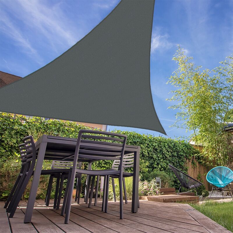 Kylarix Sarl-dreieckiges Sonnensegel 280 G/m² 4x4x4 M – Hochdicht, Windfest, Mikrolochiertes Gewebe, Grau