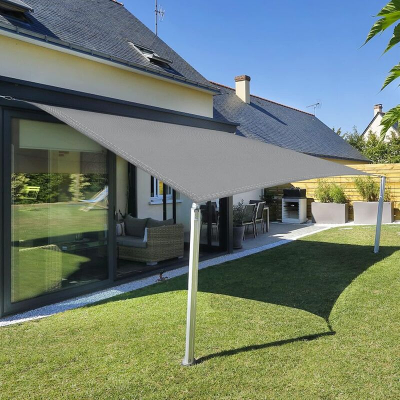 Kylarix Sarl-rechteckiges Graues Sonnensegel 3x4 M – Wasserdichtes Tuch 160 G/m², 95 % Uv-schutz, D-ringe