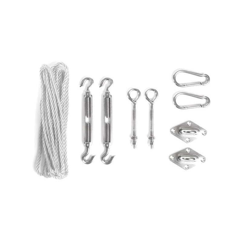 Kylarix Sarl-edelstahl-befestigungsset Für Sonnensegel – Aisi304, 2 Haken-spanner Ø8x200mm + 2 Dübel Ø8x130mm