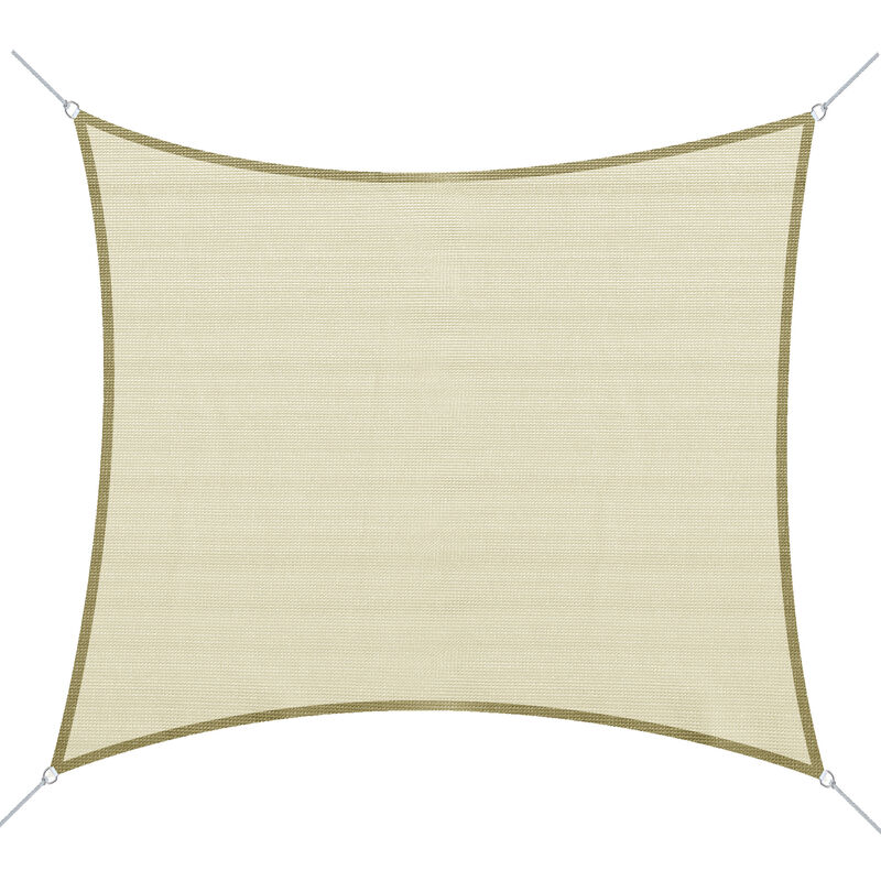 Kylarix Sarl-rechteckiges Sonnensegel 3x4 M Hdpe 185 G/m² – 90 % Uv-schutz, Einfache Montage Mit Metallösen, Creme