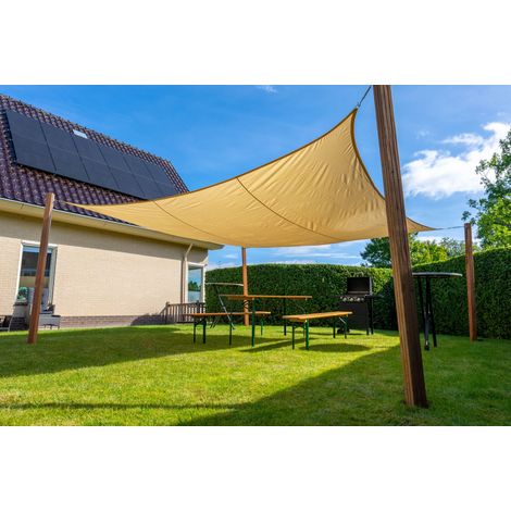 Kylarix Sarl-quadratisches Wasserdichtes Sonnensegel 4x4 M – 160 G/m², Beige, Für Terrasse & Garten