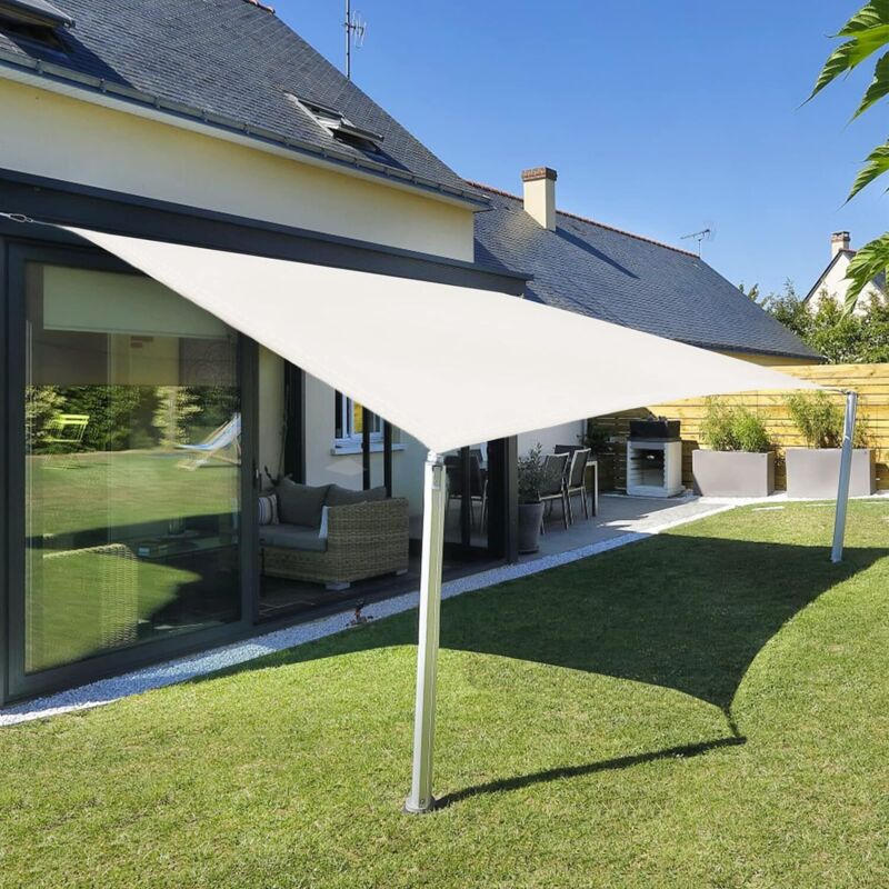 Kylarix Sarl-cremefarbenes Sonnensegel 3x5 M – Wasserdichtes, Hochdichtes Tuch, 95 % Uv-schutz, Edelstahlringe