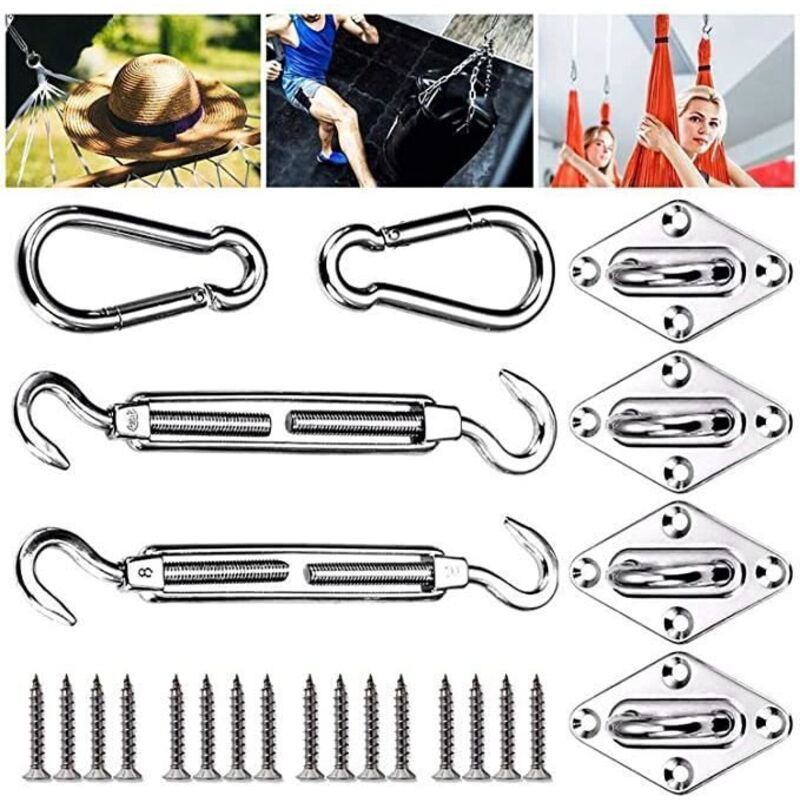 Kylarix Sarl-sonnensegel-befestigungsset – Edelstahl 304, Wandhalterungen Mit Verstellbarem Spanner