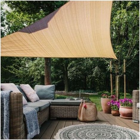 Kylarix Sarl-dreieckiges Sonnensegel 3x3x3 M – Atmungsaktives Hdpe 185 G/m², 98 % Uv-schutz Für Terrasse & Garten, Sand