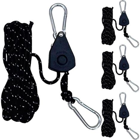 Kylarix Sarl-4x Reflektierende Abspannseile 4 M, 4 Mm – Verstellbarer Spanner Für Zelt, Camping & Sonnensegel, Schwarz