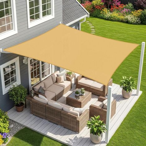 Kylarix Sarl-rechteckiges Sonnensegel 3x4 M Sand – Geeignet Für Garten, Terrasse & Außenbereiche
