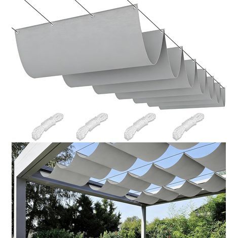 Kylarix Sarl-wasserdichtes Rechteckiges Sonnensegel 1x4 M – Uv-schutz Schattentuch Für Balkon, Pergola & Terrasse, Hellgrau