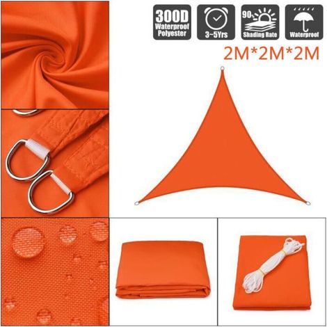 Kylarix Sarl-dreieckiges Wasserdichtes Sonnensegel 2x2x2 M Orange – Uv-schutz Für Garten & Pool