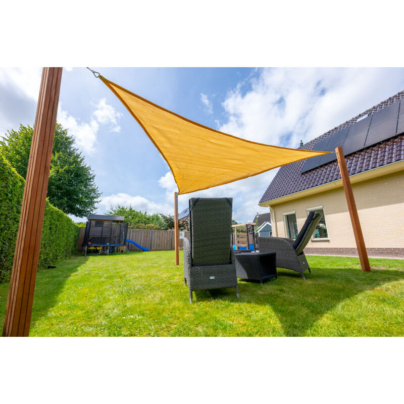 Kylarix Sarl-dreieckiges Sonnensegel 4x4x4 M – 320 G/m², Sand, Uv-schutz Für Terrasse & Garten, Robust & Wetterfest