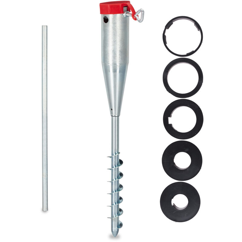 Kylarix Sarl-schirmfuß Zum Einschrauben – 4 Erdspieße Aus Verzinktem Stahl, Adapter 25–55 Mm Für Unebenes Gelände