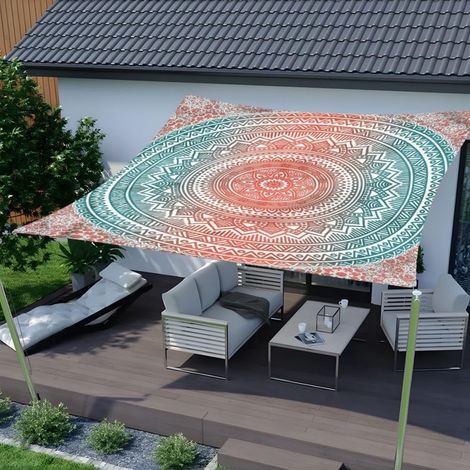 Kylarix Sarl-rechteckiges Sonnensegel 3d-mandala – 95 % Uv-schutz Für Garten & Terrasse, Rosa, 1,5x1,5 M