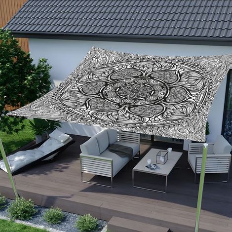 Kylarix Sarl-quadratisches Wasserdichtes Sonnensegel Mit Mandala-motiv – Sonnenschutz Für Garten & Terrasse, 2x2 M