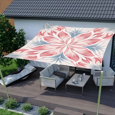 Kylarix Sarl-rechteckiges Sonnensegel 3d-mandala 1,5x1,5 M – 95 % Uv-schutz Für Terrasse & Garten, Blumenmotiv