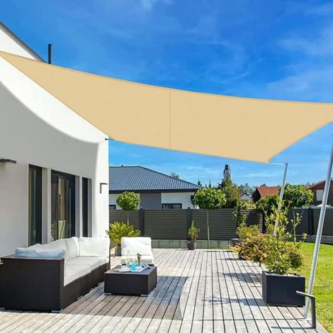 Kylarix Sarl-rechteckiges Wasserdichtes Sonnensegel 4x5 M Pes – 95 % Uv-schutz, Sand, Für Terrasse & Garten