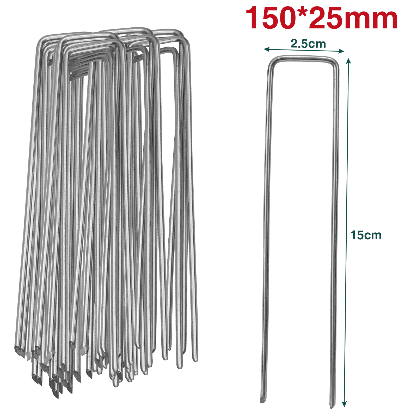 Jiubiaz 200x Erdanker 15cm Verzinkt Bodenanker Gartenvlies Zeltheringe Garten Zeltanker