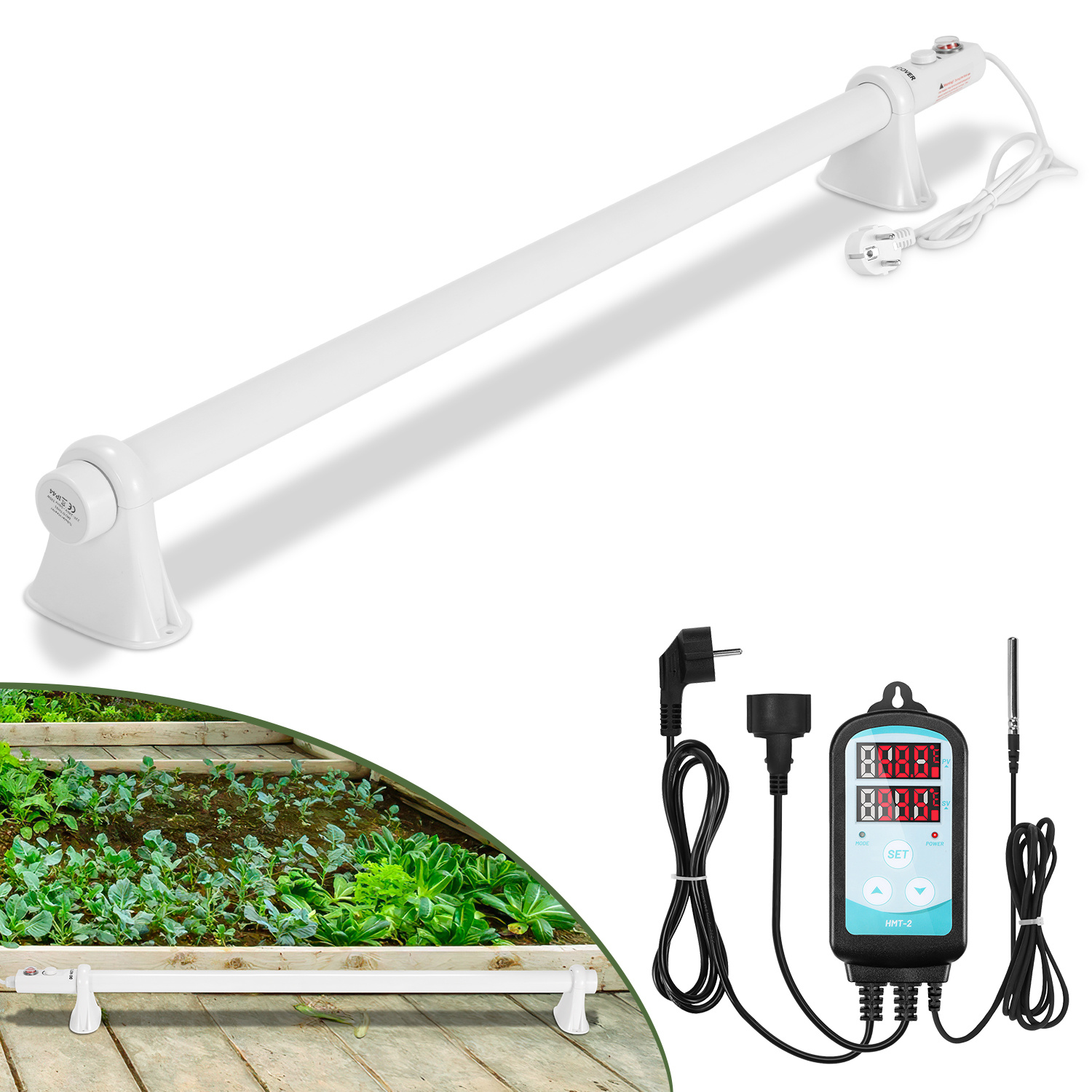 Jiubiaz Rohrheizung 135w Für Gewächshaus, Regelbarer Frostwächter 100 Cm, 220–240v
