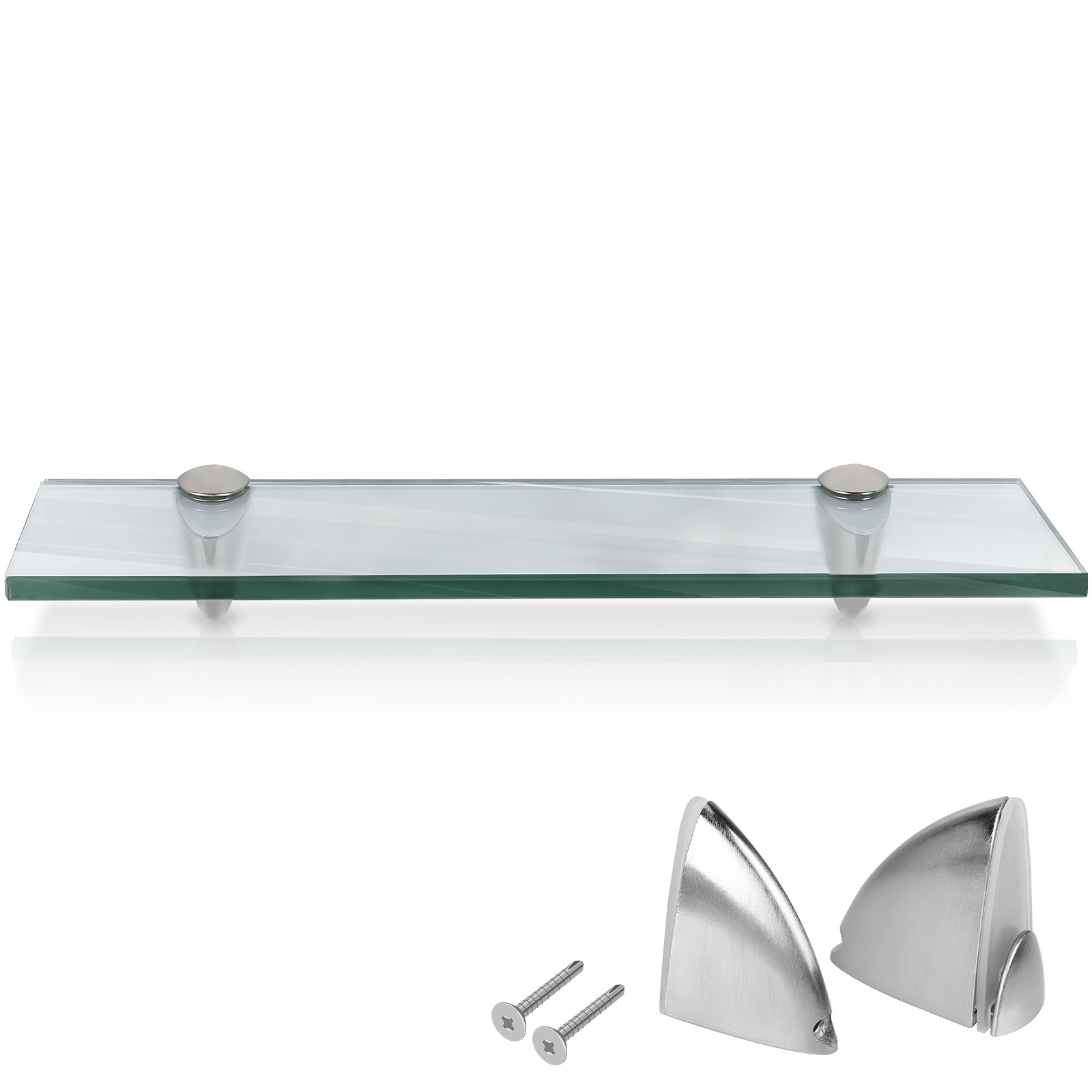 Jiubiaz Glasregal Wandregal 60 X 10 X 0,8 Cm, Klarglas Glasboden Mit Halterungen, Badregal Ablage Hängeregal Für Bad, Küche & Wohnzimmer