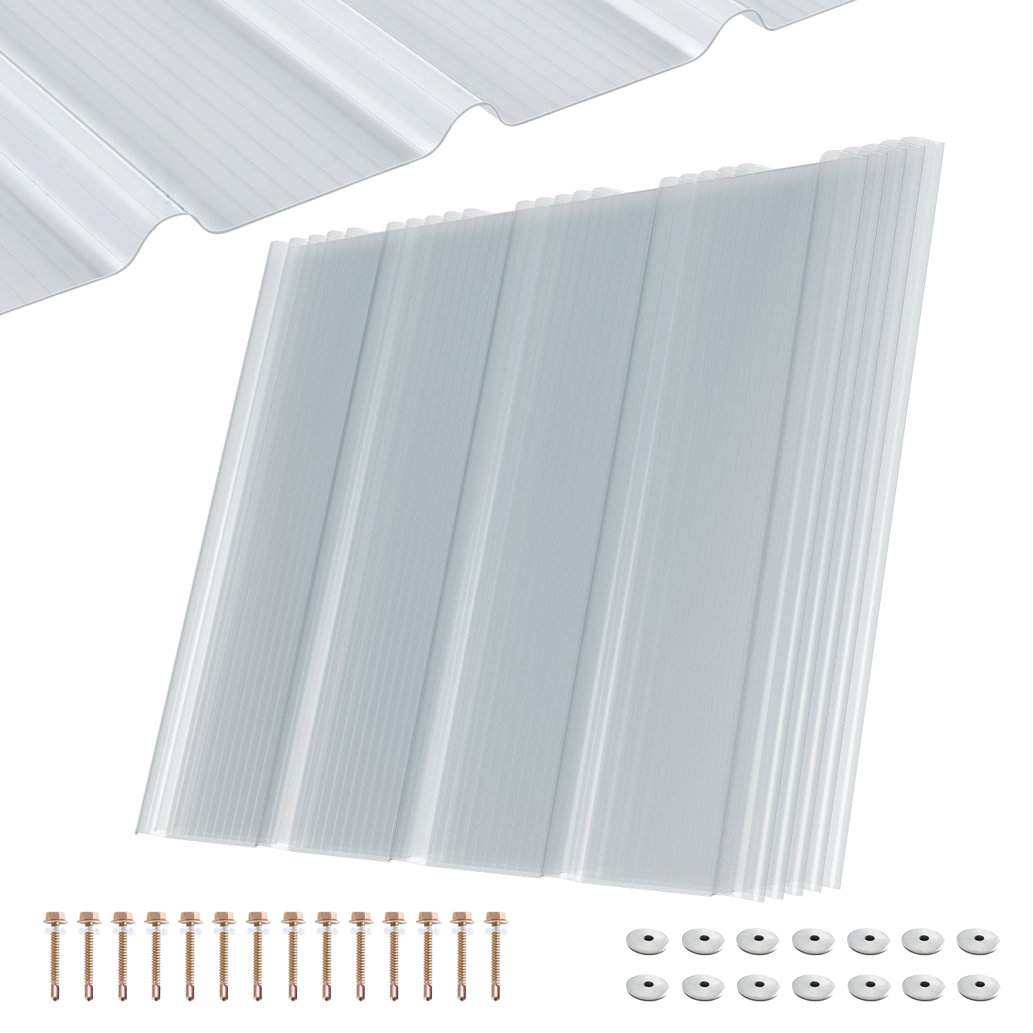 Jiubiaz 5x Klare Frp Dachplatten 90x80 Cm 1 Mm Trapezprofil, Uv- & Wetterfest, Hagelsicher, Mit Schrauben Für Gewächshaus Carport