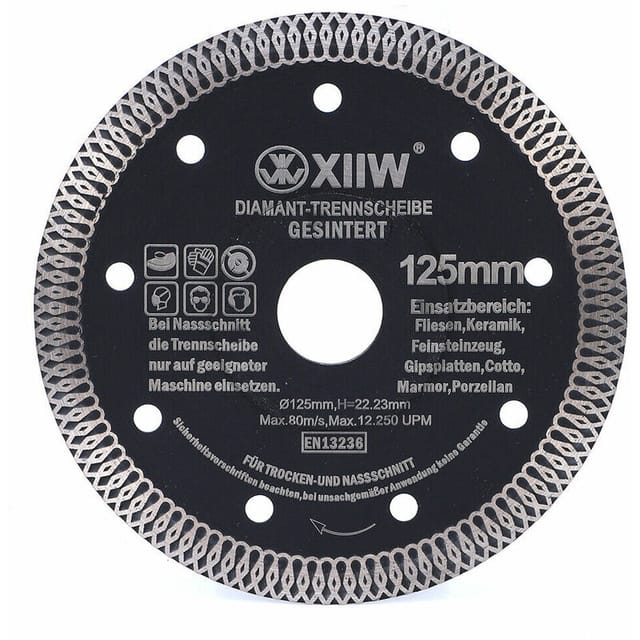 Xiiw - 125mm Diamanttrennscheibe Trennscheibe 1.4mm dünn für harte Fliesen Granit