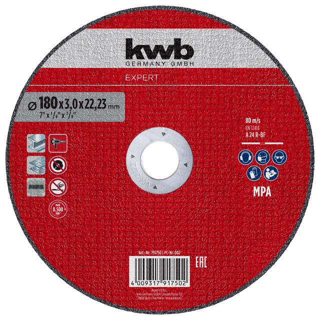 KWB Cut-Fix Trennscheibe, Metallbearbeitung 180 mm Trennscheibe