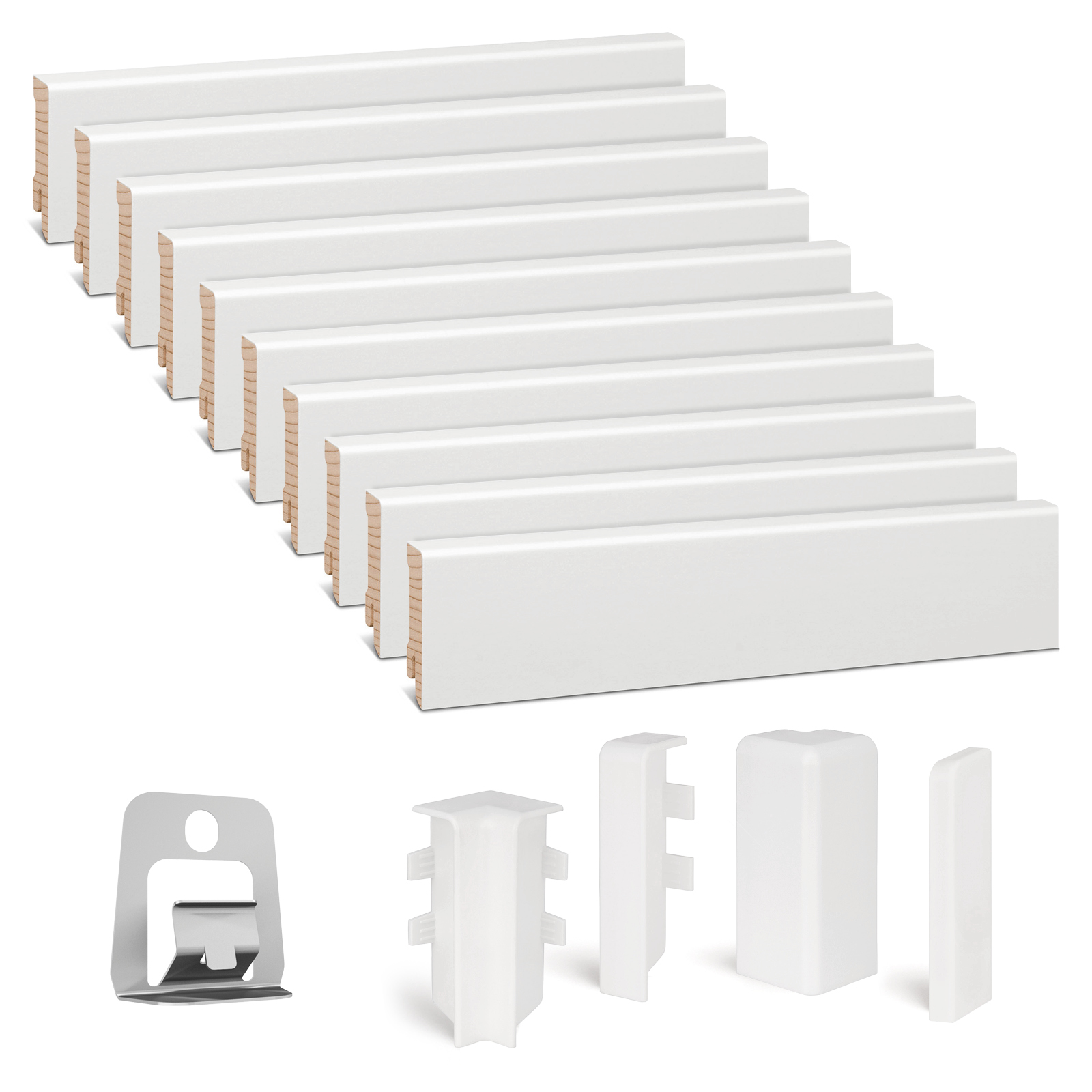 Kgm Sockelleisten-set Weiß Fichte 16 X 58 X 2400 Mm - 10 Stück