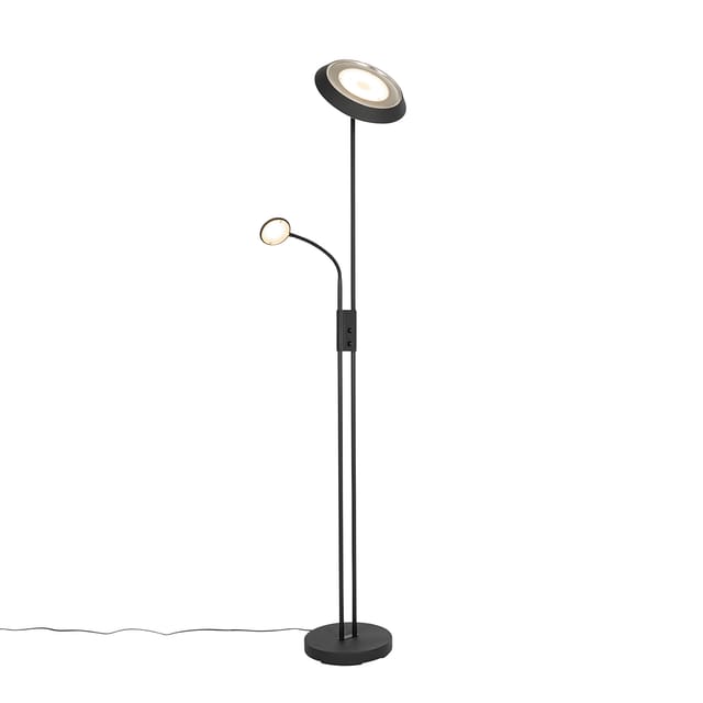 Stehleuchte schwarz inkl. led und Dimmer mit Leselampe - Fez