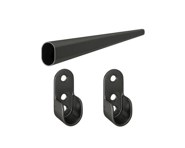 Ms Beschläge - Schrankrohr Schwarz 30x15mm Kleiderstange Garderobenstange Wandhalter 1,00 Meter