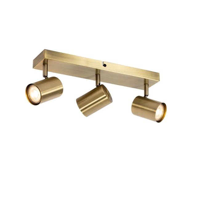 Qazqa - Moderne Deckenleuchte Bronze 3-flammig verstellbar rechteckig - Jeana